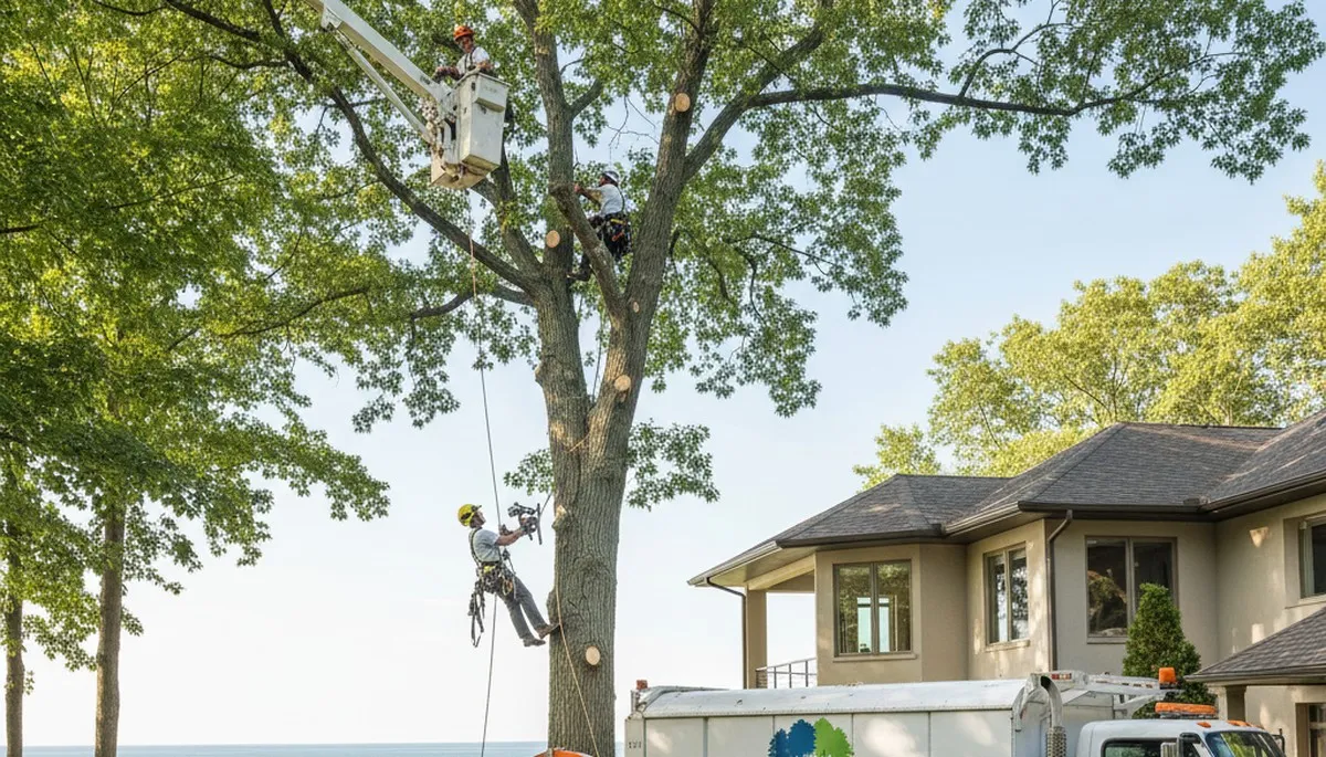 Professional tree removal service in Highland Park IL safely cutting and clearing large trees