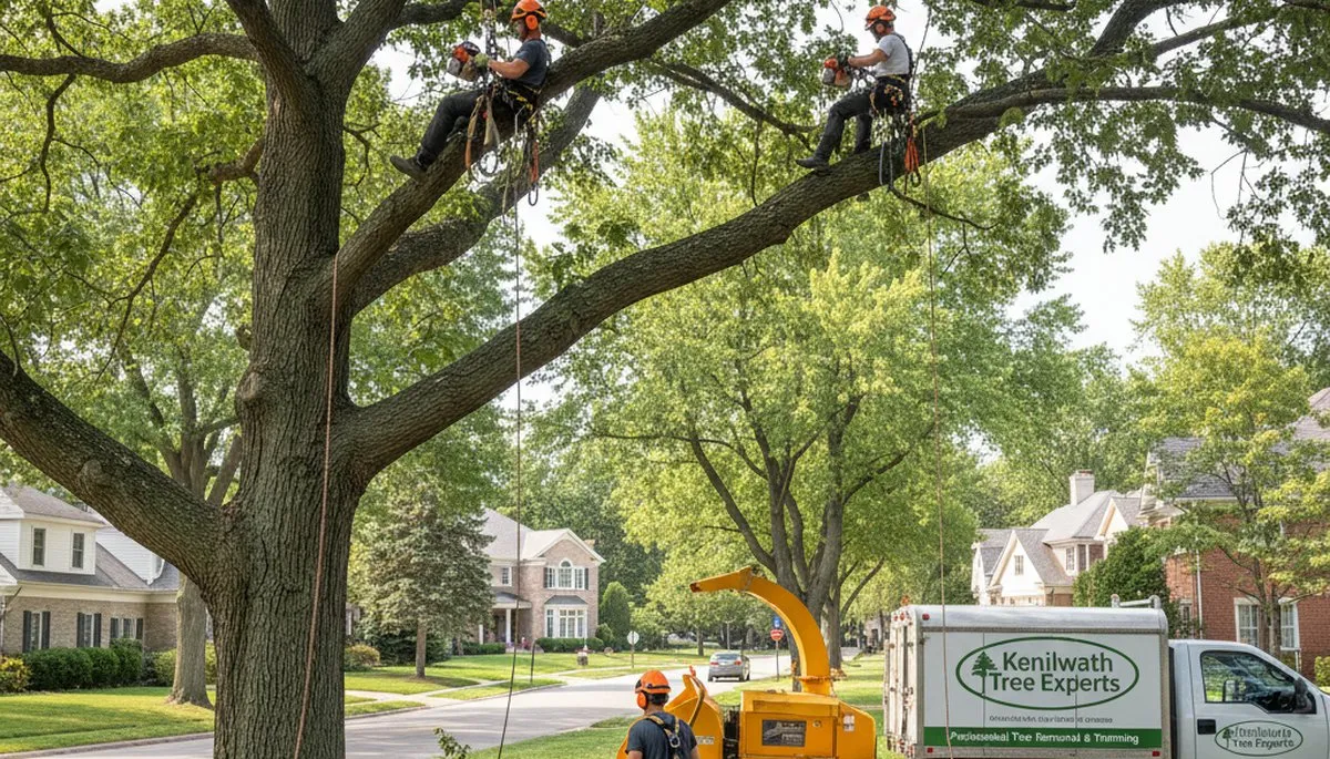 Professional tree removal service in Highland Park IL safely cutting and clearing large trees